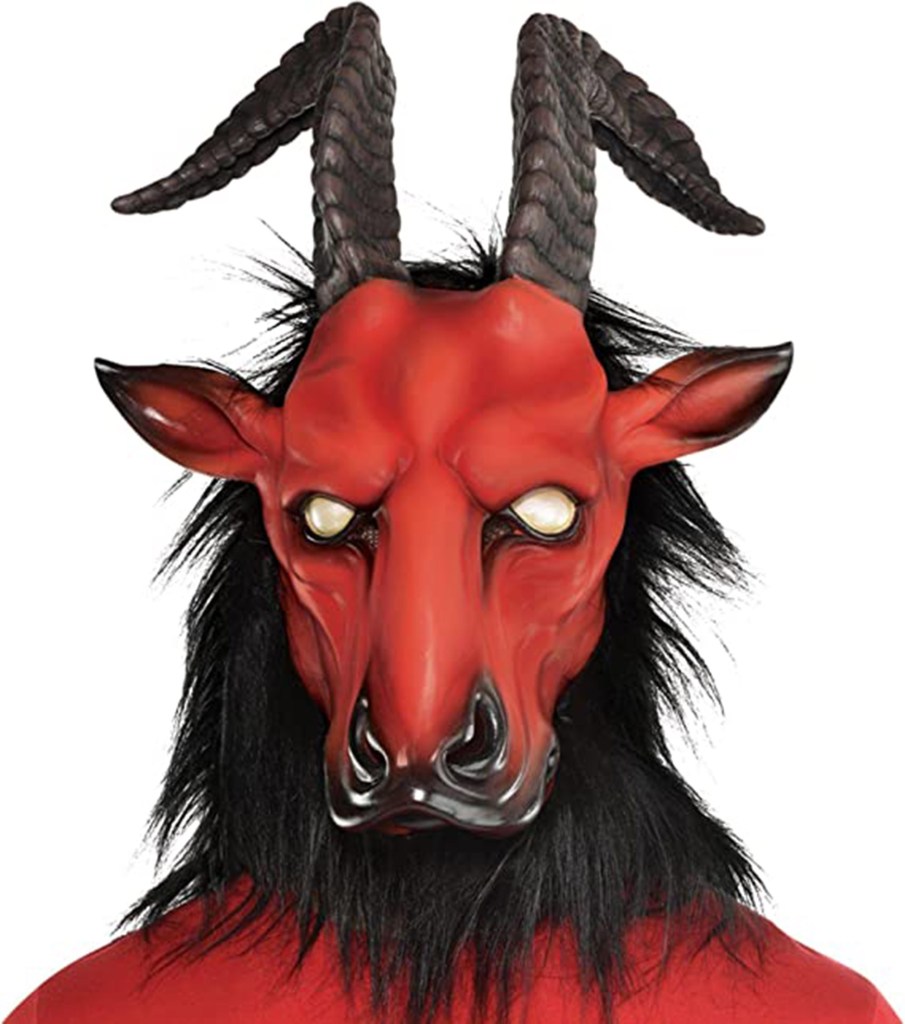 Red devil mask for Halloween.